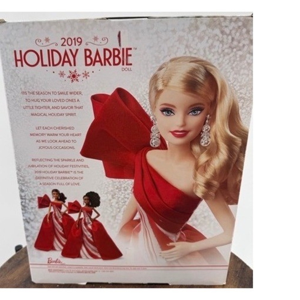 Mattel NEW 2019 Holiday Barbie Doll Red White Gown Signature Blonde - Picture 4 of 11